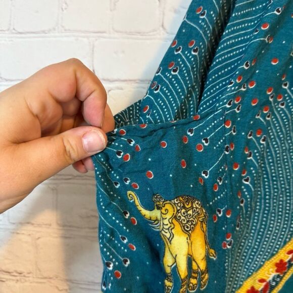 Teal Elephant Patterned Harem Pants - Picture 4 of 8